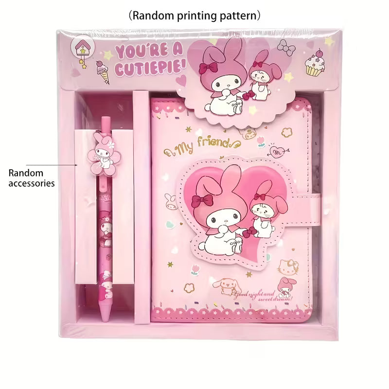 1 setti Sanrio-muistikirja ja -kynäsetti