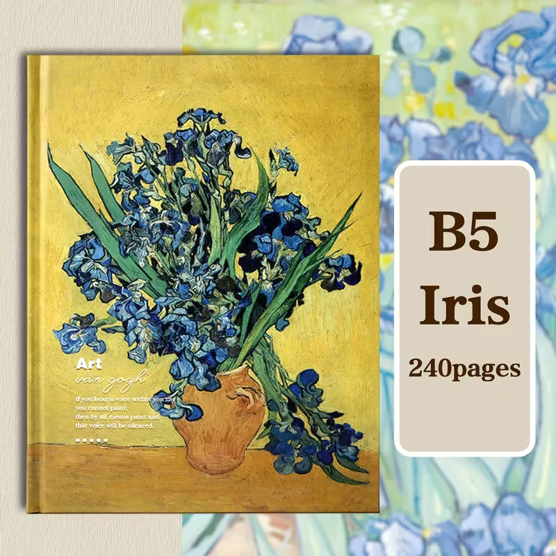 A4, Van Gogh Art Hardface -päiväkirja - 240 sivua, kovakantinen muistikirja - vintage-öljymaalauskuvio, paksu yliopiston käsikirja, sopii toimistotarvikkeisiin