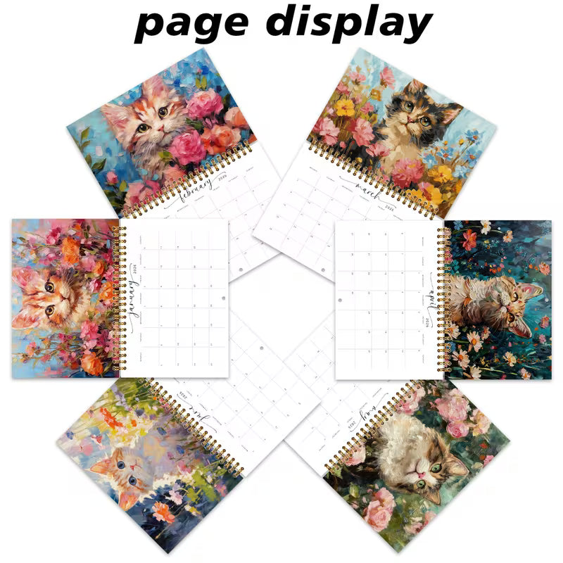 Kissateemainen 1-osainen kuukausikalenteri 2026 A5