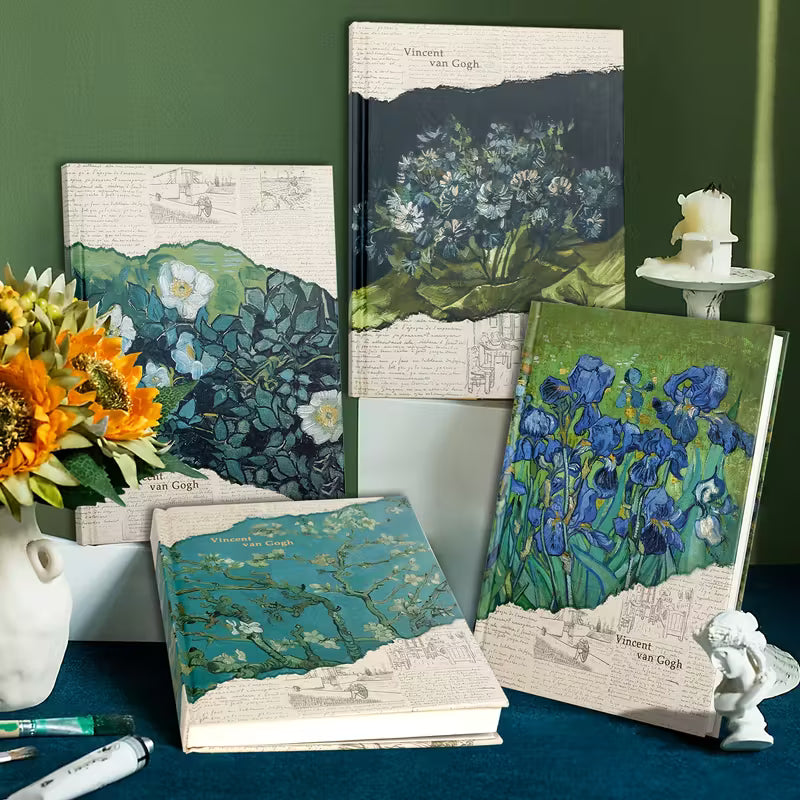 A4, Van Gogh Art Hardface -päiväkirja - 240 sivua, kovakantinen muistikirja - vintage-öljymaalauskuvio, paksu yliopiston käsikirja, sopii toimistotarvikkeisiin