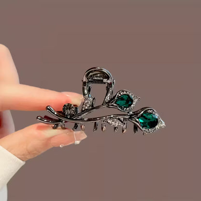 elegantti retrotyylinen tulppaanikuvioinen strassihiuspinni