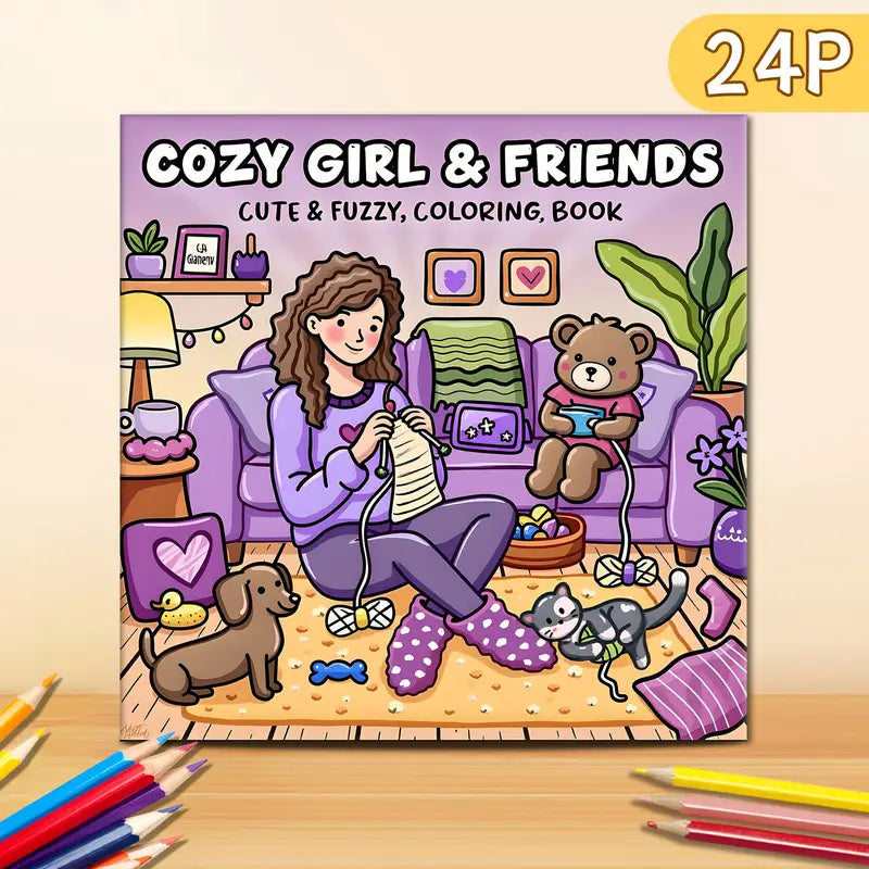 cozy girl and friends coloring book värityskirja