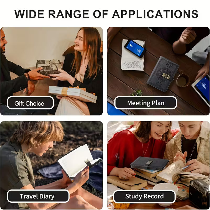 A5-kokoinen lukittava päiväkirja, uudelleentäytettävä, 240-sivuinen päiväkirja kynätelineellä