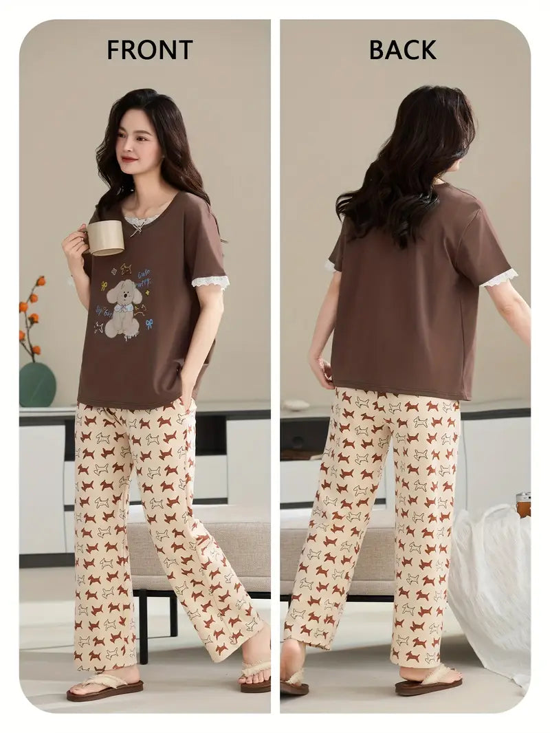 100 % puuvillaa Kesäiset hengittävät lyhythihaiset pitkät housut, pyjamat