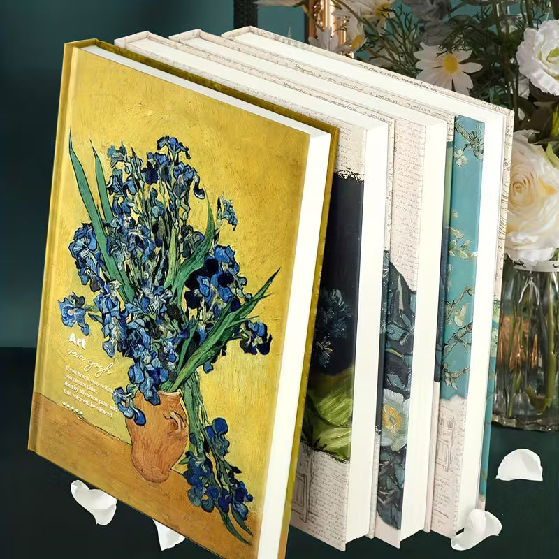 A4, Van Gogh Art Hardface -päiväkirja - 240 sivua, kovakantinen muistikirja - vintage-öljymaalauskuvio, paksu yliopiston käsikirja, sopii toimistotarvikkeisiin