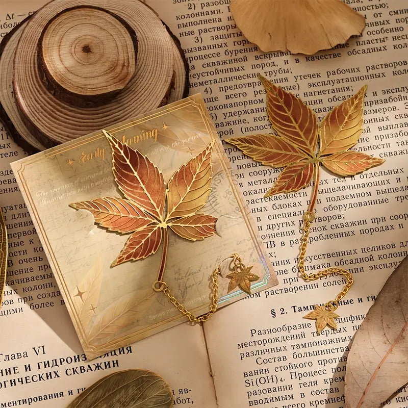 1 kpl Vintage Autumn Leaves -ontot pronssimetalliset kirjanmerkit