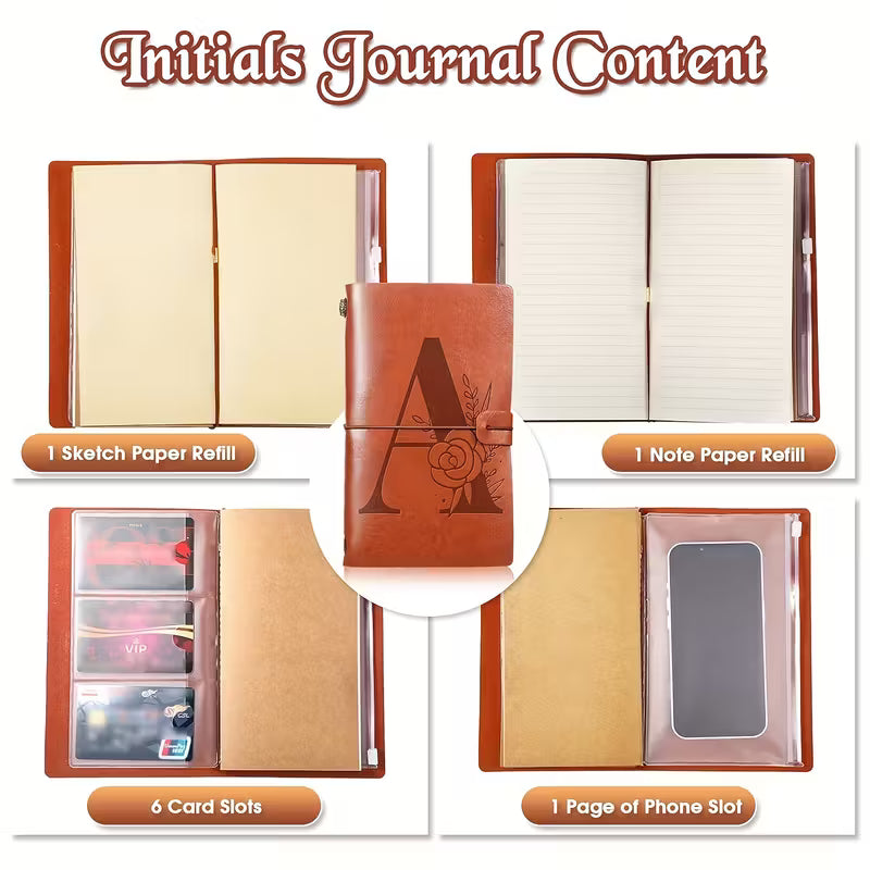 Kukka-alkukirja S PU-nahkainen matkapäiväkirja