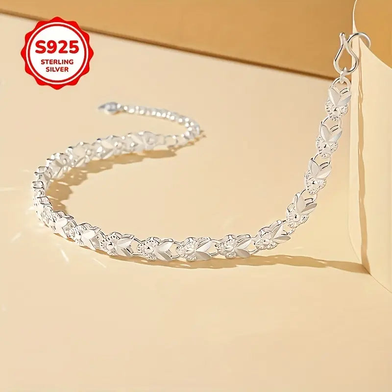 925 hopeinen kani-riipusrannekoru