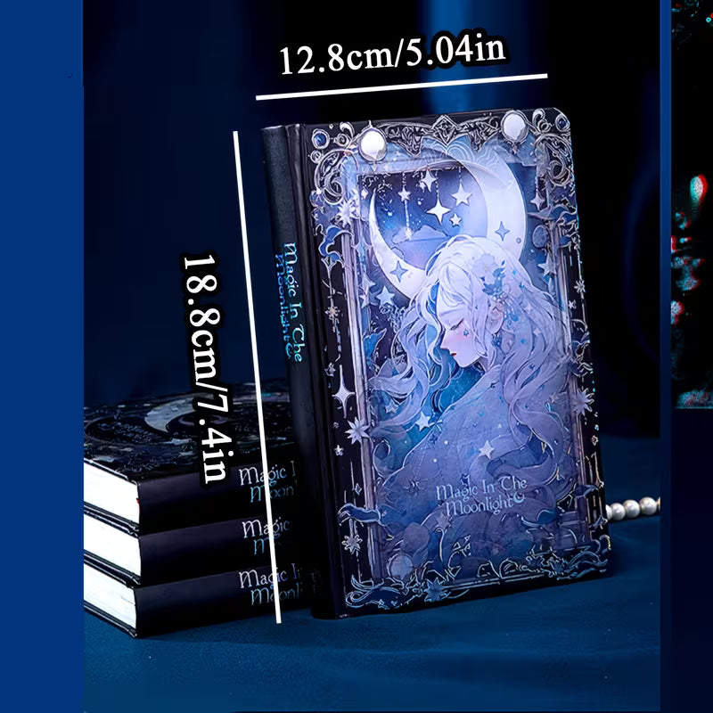 Tähtien ja kuun taika -kovakantinen muistikirja - 256 sivua, vintage-eurooppalainen muotoilu