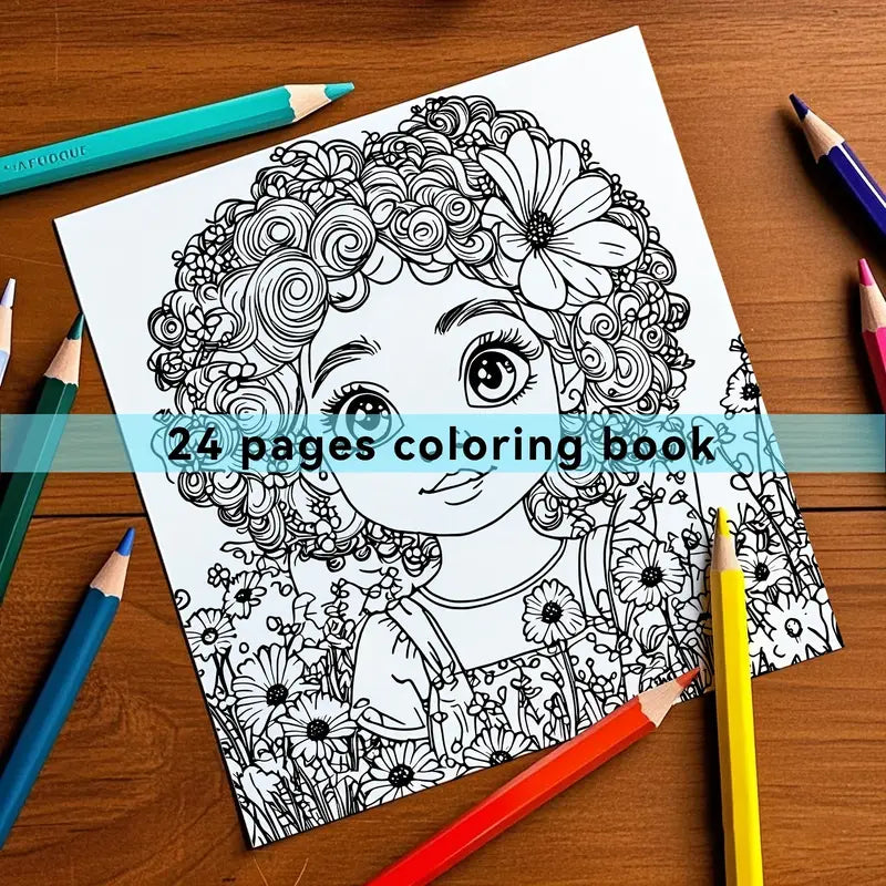 Cute girl coloring book värityskirja