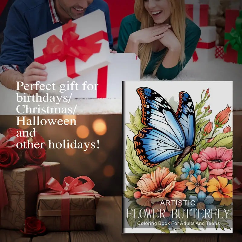 Artistic flower butterfly coloring book värityskirja