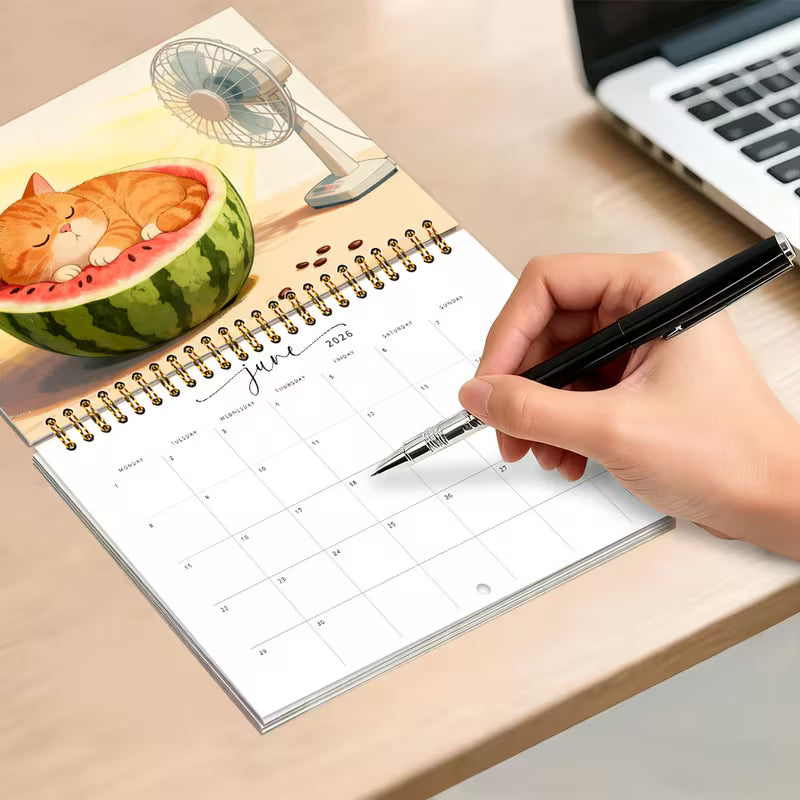 Kalenteri 2026 - Söpö oranssi kissa ja raidallinen kissa