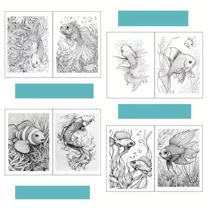 Artistic floral fish coloring book värityskirja