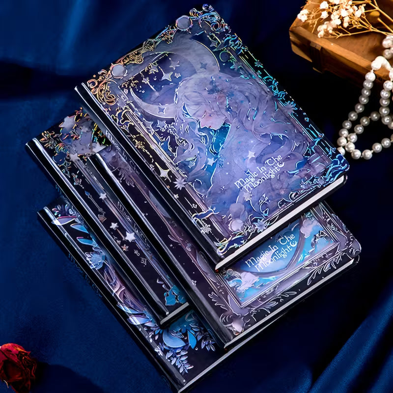 Tähtien ja kuun taika -kovakantinen muistikirja - 256 sivua, vintage-eurooppalainen muotoilu