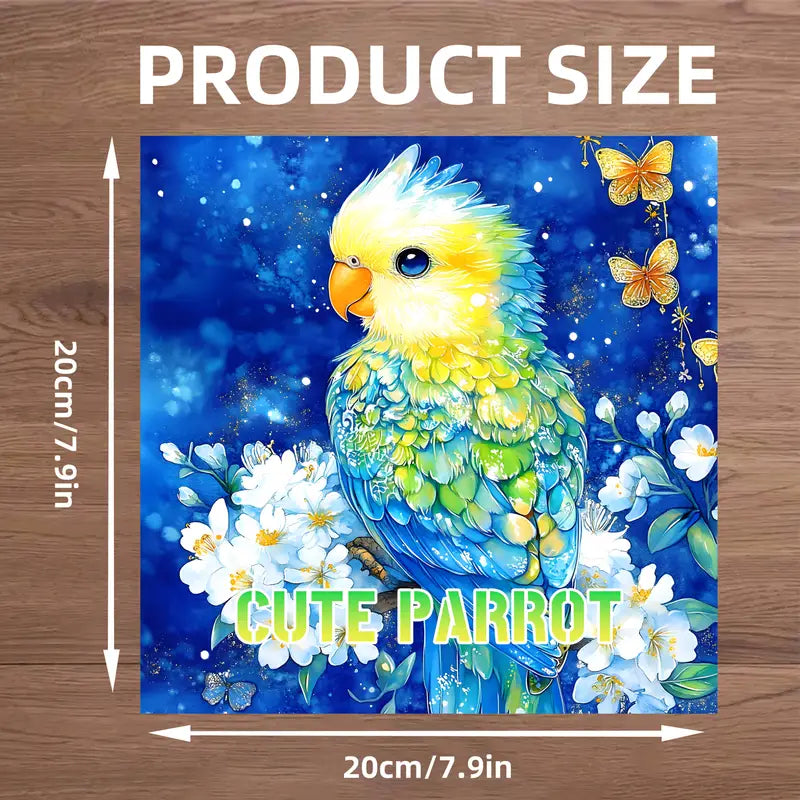 Cute parrot coloring book värityskirja