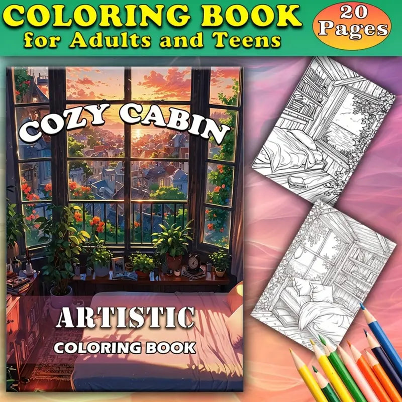 Cozy cabin coloring book värityskirja