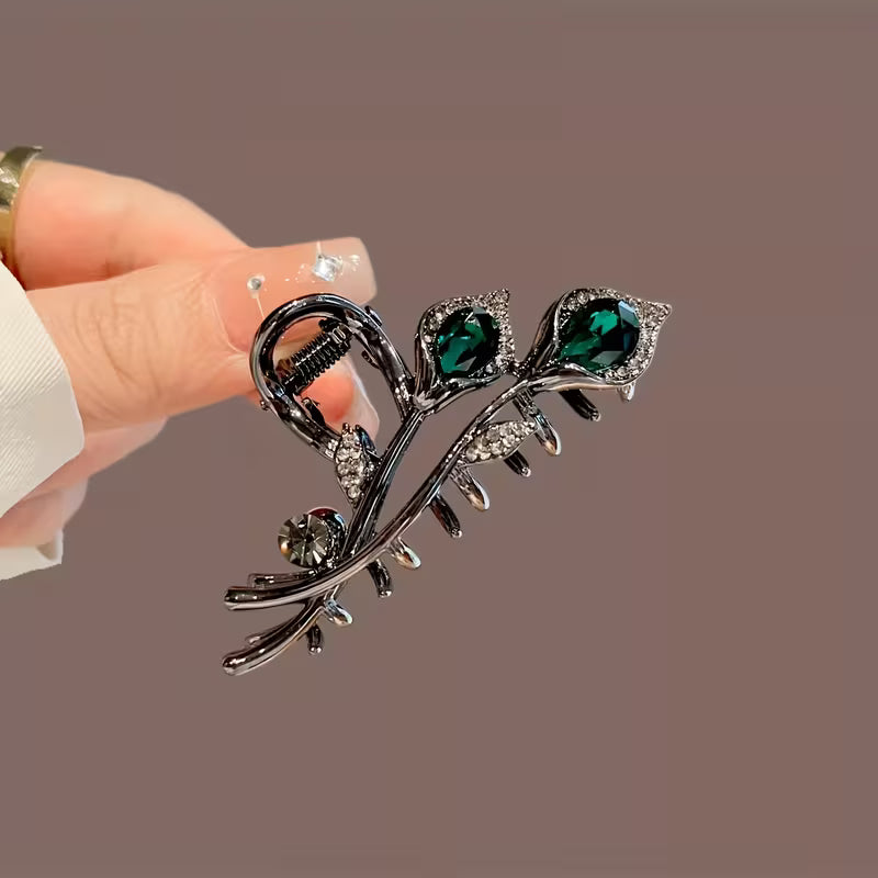 elegantti retrotyylinen tulppaanikuvioinen strassihiuspinni