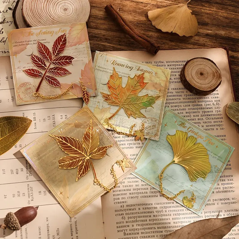1 kpl Vintage Autumn Leaves -ontot pronssimetalliset kirjanmerkit