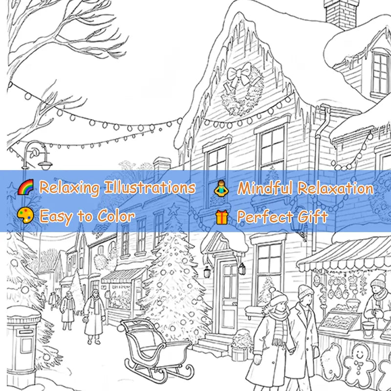 Christmas town coloring book värityskirja