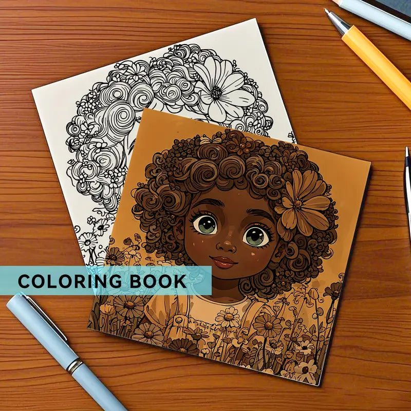 Cute girl coloring book värityskirja