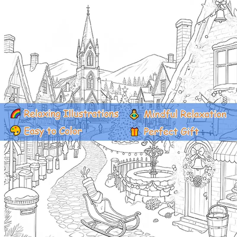 Christmas town coloring book värityskirja