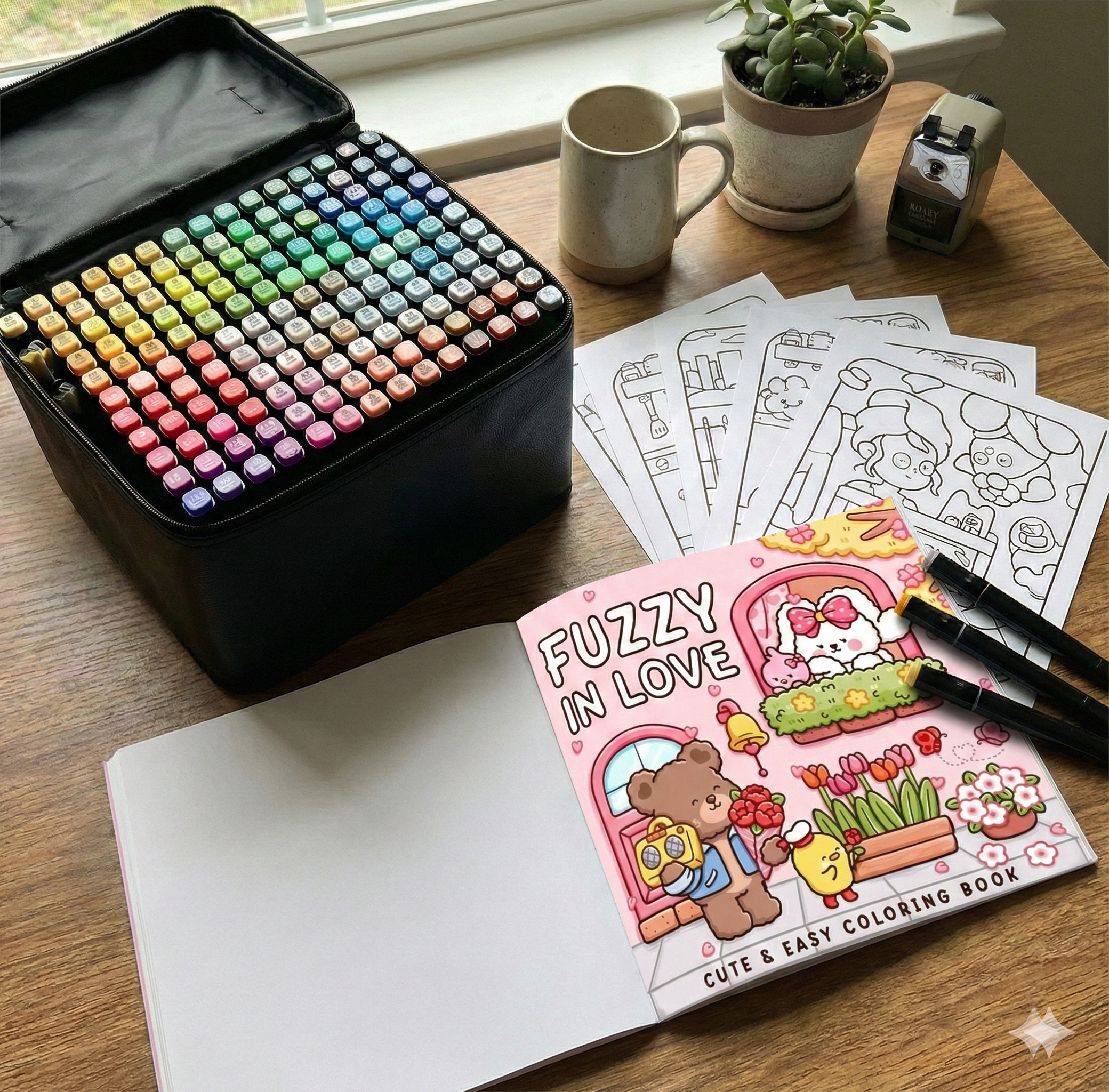 Kaikki yhdessä -värityspakkaus – Värityskirja + 80 kirkasta tussia