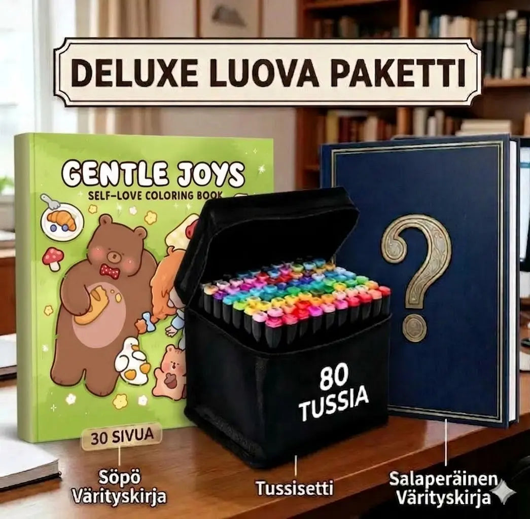 Alkoholipohjaiset tussit & Värityskirjapaketti – Premium Luova Setti