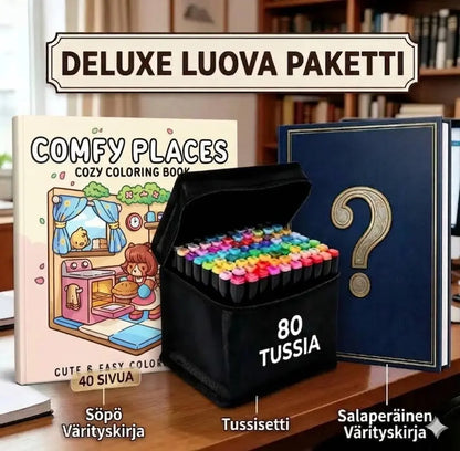 Alkoholipohjaiset tussit & Värityskirjapaketti – Premium Luova Setti