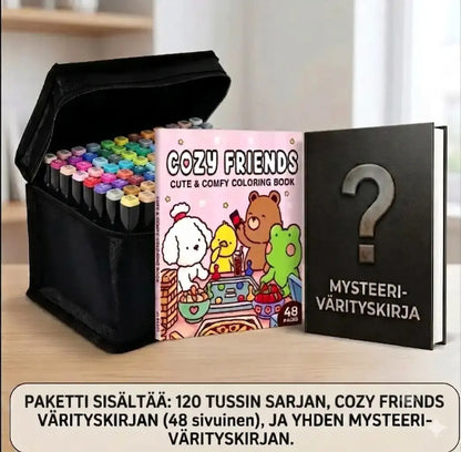 Alkoholipohjaiset tussit & Värityskirjapaketti – Premium Luova Setti