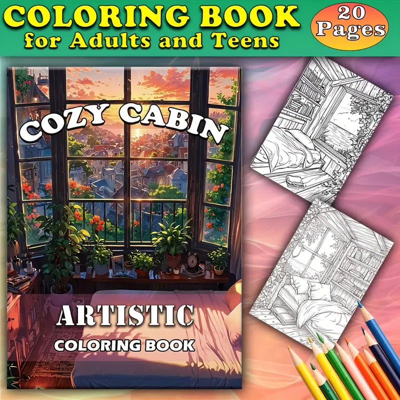 Cozy cabin coloring book värityskirja