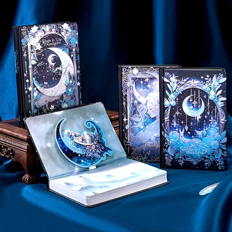 Tähtien ja kuun taika -kovakantinen muistikirja - 256 sivua, vintage-eurooppalainen muotoilu
