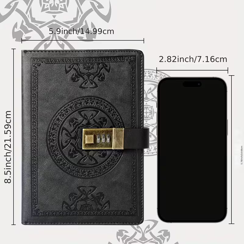 A5-kokoinen lukittava päiväkirja, uudelleentäytettävä, 240-sivuinen päiväkirja kynätelineellä