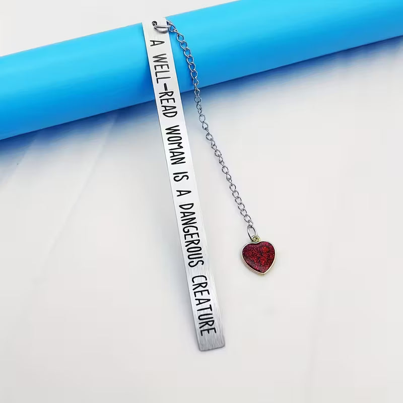 A well-read woman is a dangerous creature -metallikirjanmerkki