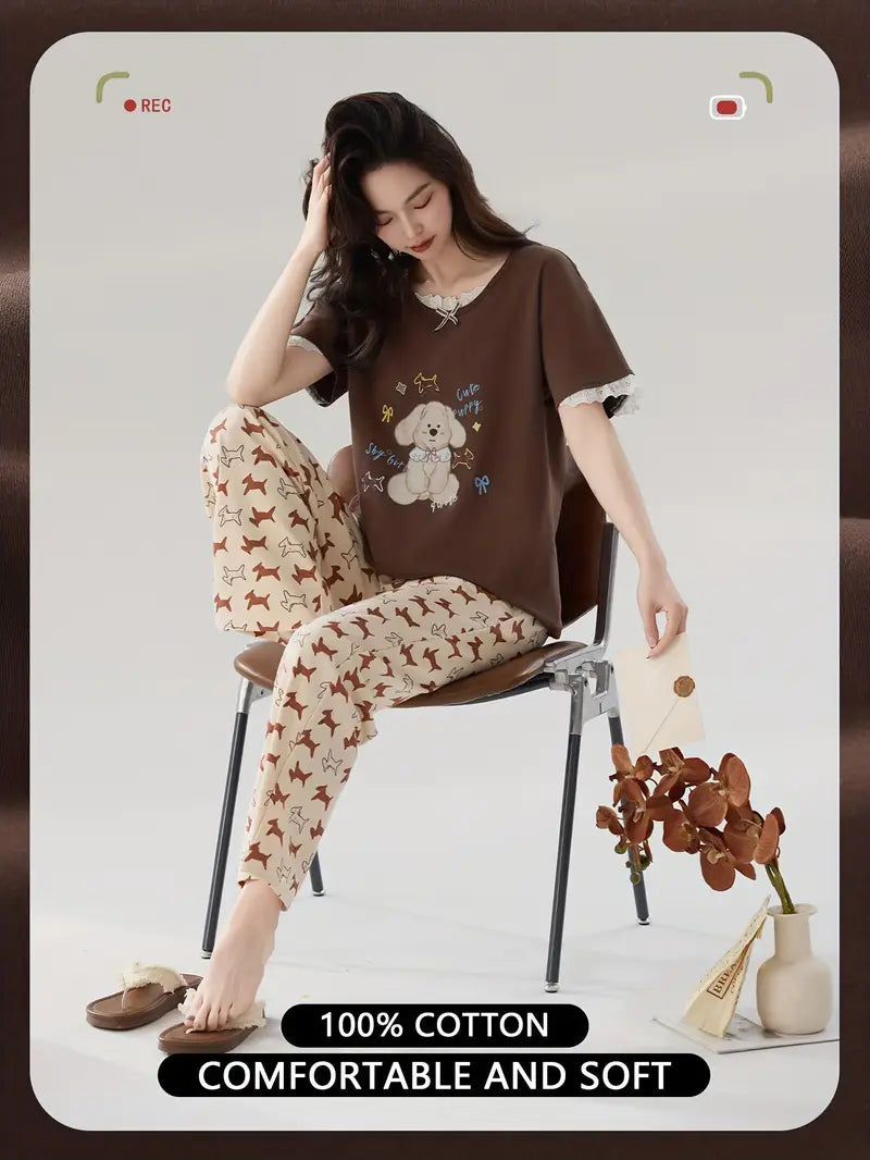 100 % puuvillaa Kesäiset hengittävät lyhythihaiset pitkät housut, pyjamat