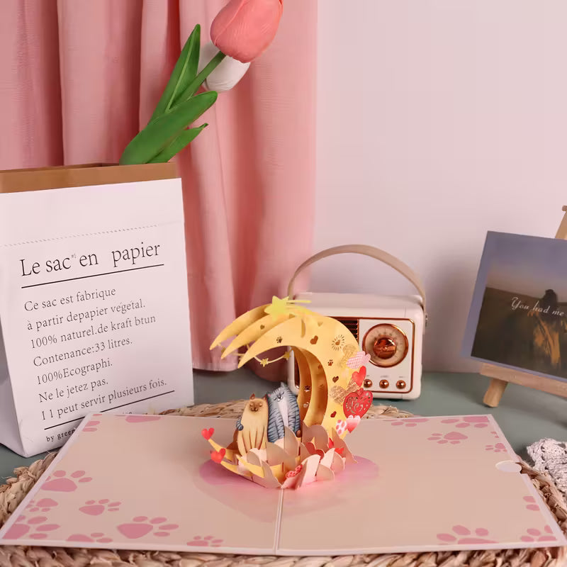 Valentine's card cat themed Kissa-aiheinen ystävänpäiväkortti