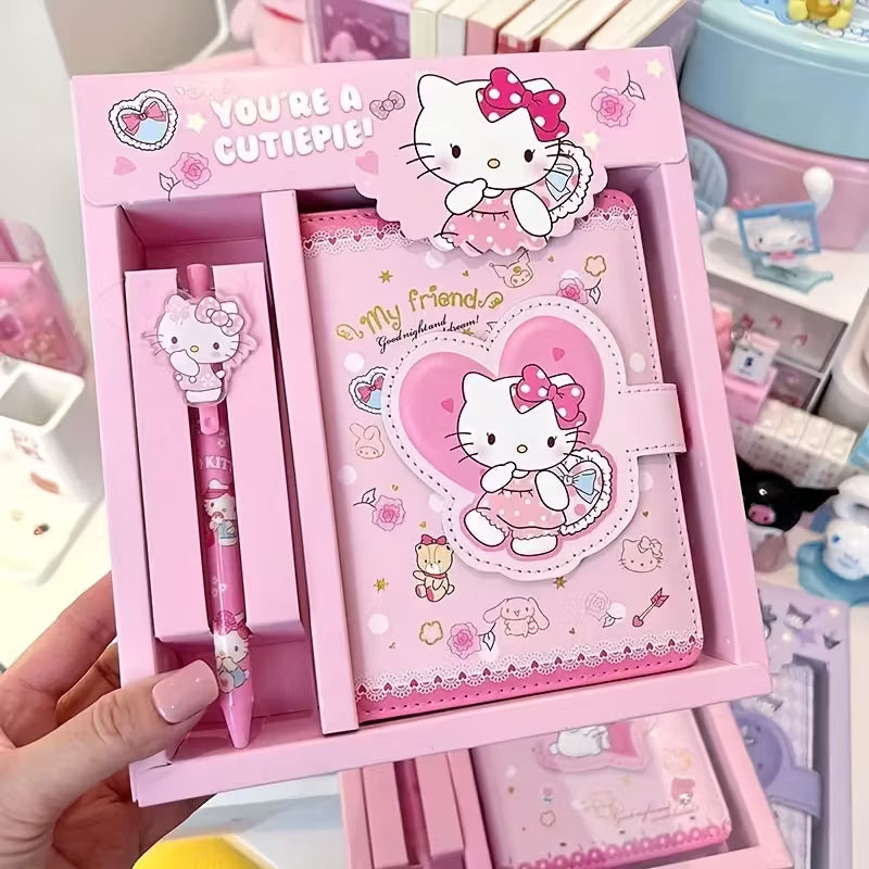 1 setti Sanrio-muistikirja ja -kynäsetti