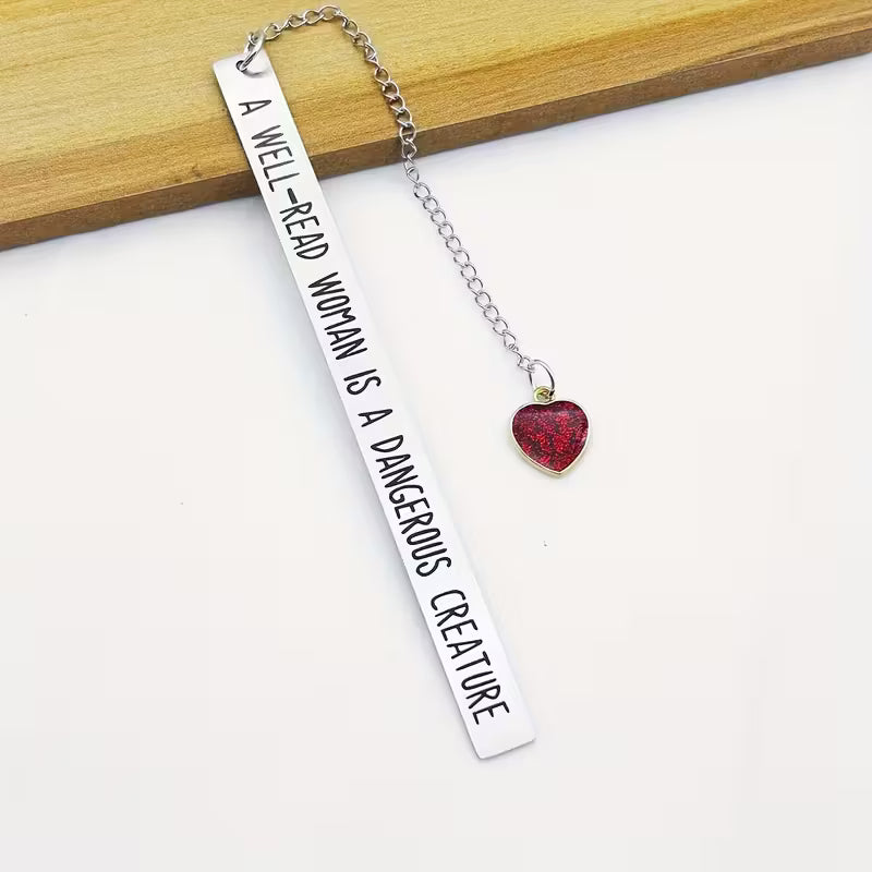 A well-read woman is a dangerous creature -metallikirjanmerkki