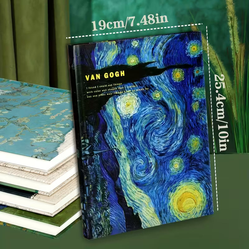 A4, Van Gogh Art Hardface -päiväkirja - 240 sivua, kovakantinen muistikirja - vintage-öljymaalauskuvio, paksu yliopiston käsikirja, sopii toimistotarvikkeisiin