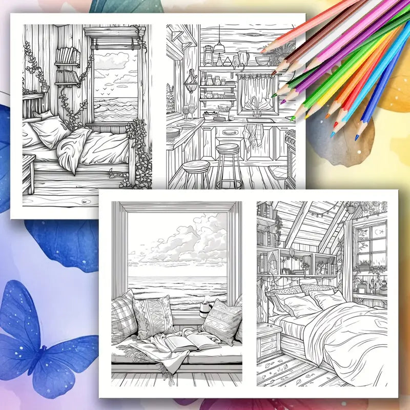 Cozy cabin coloring book värityskirja