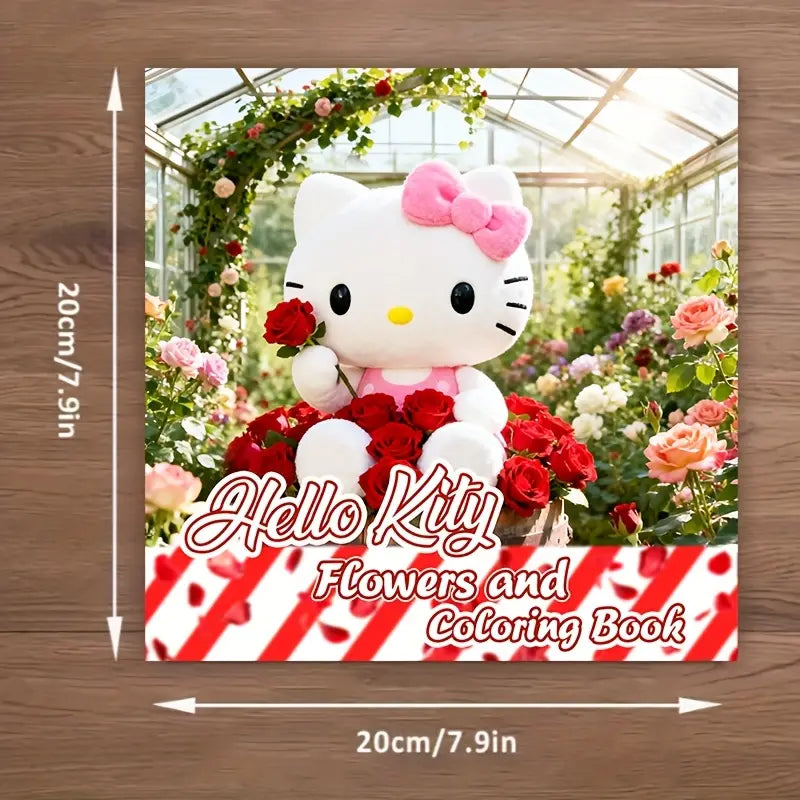 Hello Kitty And Flowers coloring book värityskirja