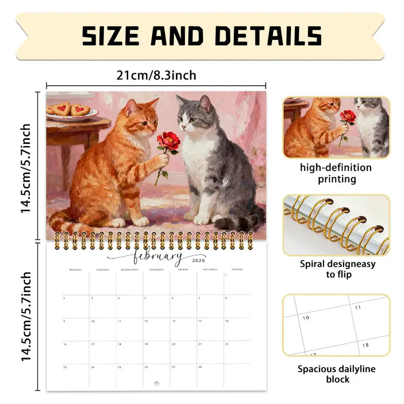 Kissakalenteri 2026 - A5-kokoinen