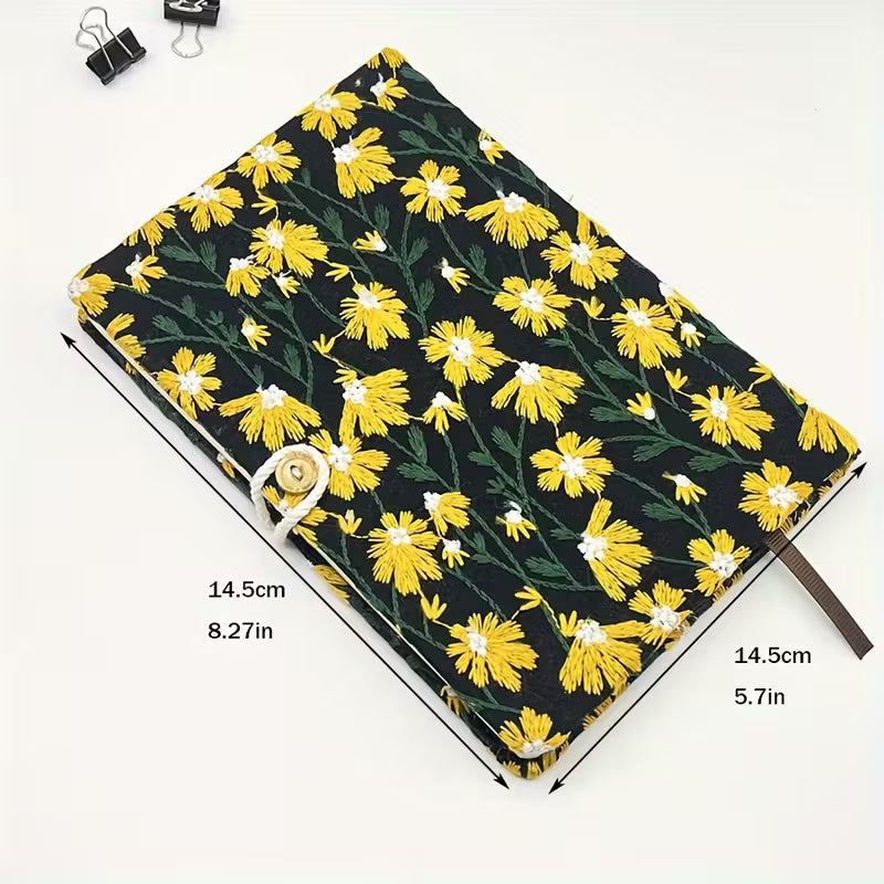 A5-kirjontamuistikirja, paksuuntunut paperi, kolmiulotteinen kirjailtu tyhjä sisäsivu kirjanmerkeillä, muistilehtiö