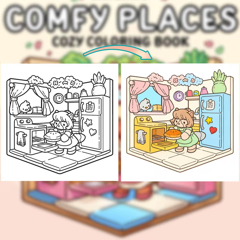 Comfy places coloring book värityskirja 40 pages