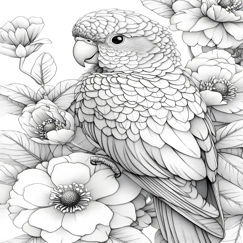 Cute parrot coloring book värityskirja