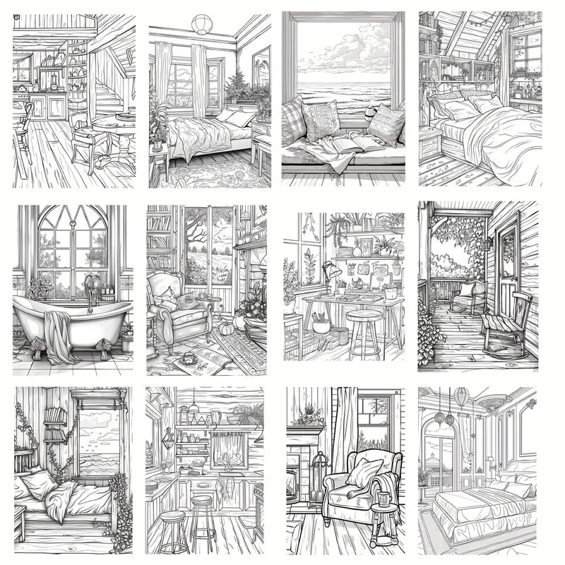 Cozy cabin coloring book värityskirja