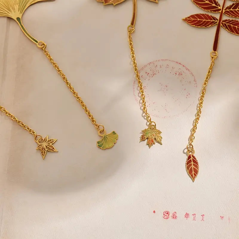 1 kpl Vintage Autumn Leaves -ontot pronssimetalliset kirjanmerkit