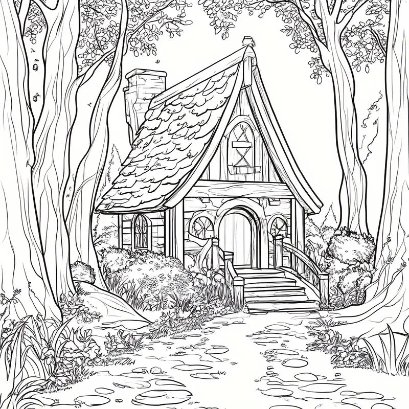 Forest house coloring book värityskirja