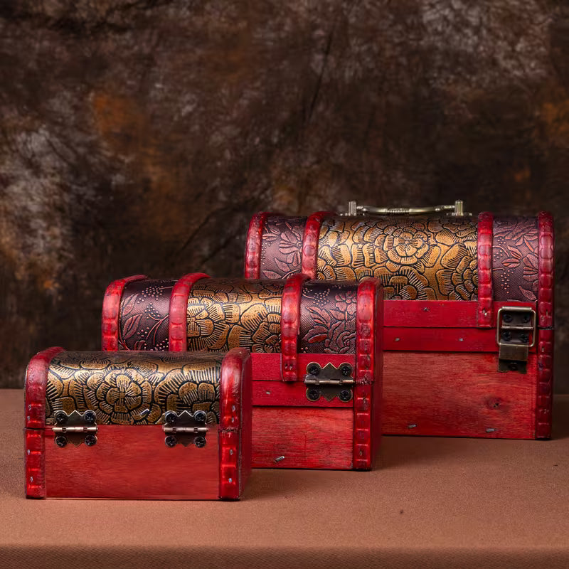 3kpl käsintehty vintage-tyylinen puinen rasiasarja