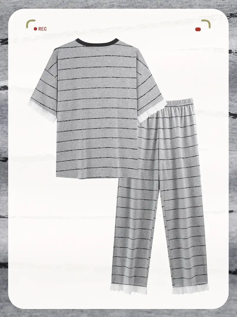 100 % puuvillaa Raidallinen täyspitkä pyjama