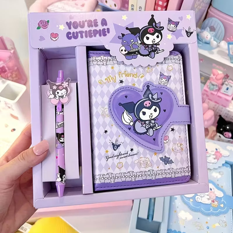 1 setti Sanrio-muistikirja ja -kynäsetti